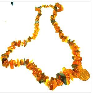 VINTAGE BALTIC MULTICOLOR BROWN POLISHED AMBER CLUSTER SMALL BEADS NECKLACE